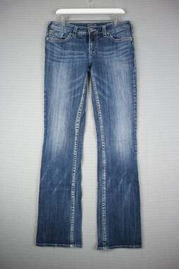Silver Jeans Co. Bootcut Denim Jeans Medium Wash Contrast Stitching Aiko 32x37